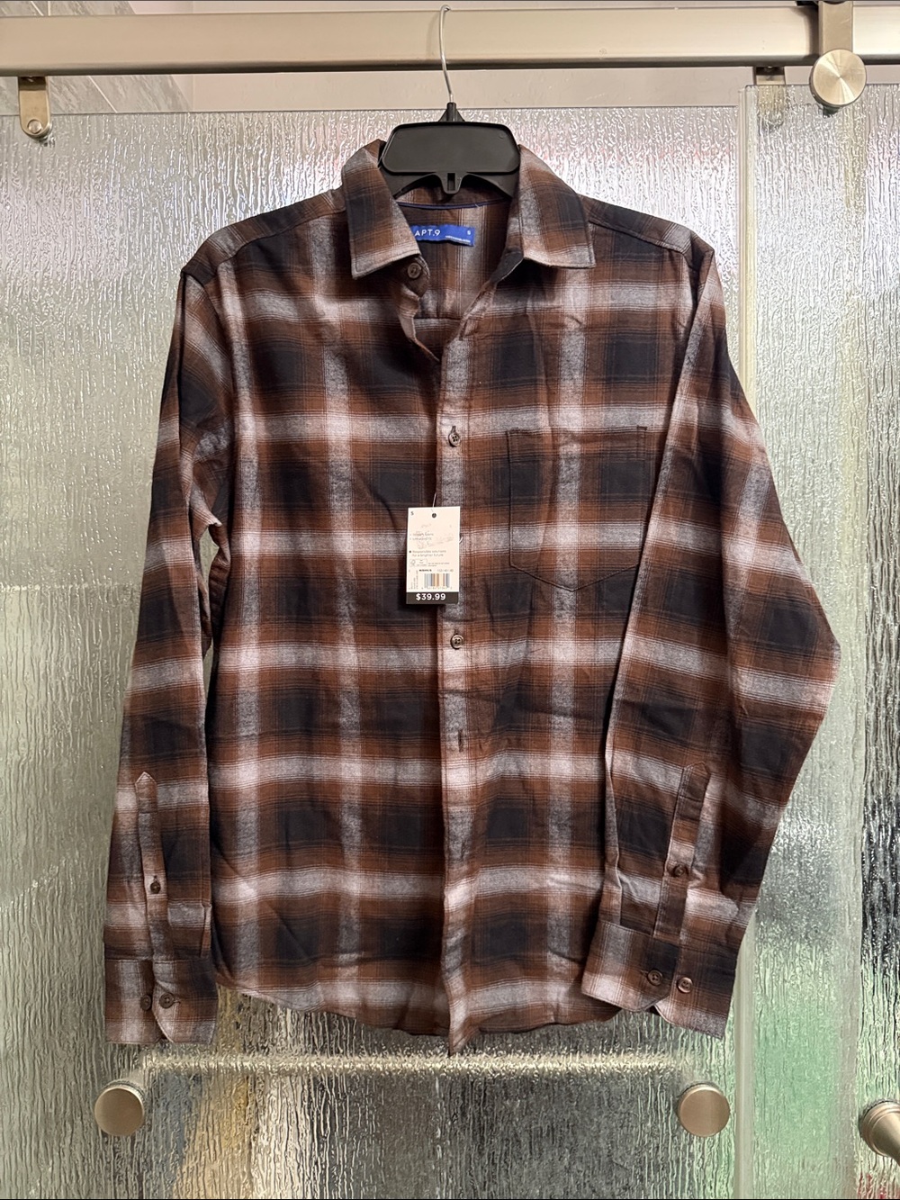 Apt. 9 Brown and Black Plaid Button-Down Shirt